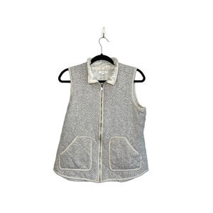 Maurices Cream & Gray Chevron Pocket Full Tweed Zip Vest Medium Women’s